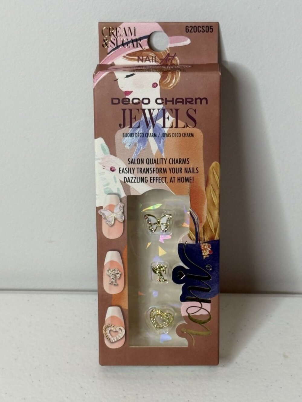 Ioni Cream & Sugar Deco Charm Jewels Nail Art Butterfly Heart Coquette New Glam
